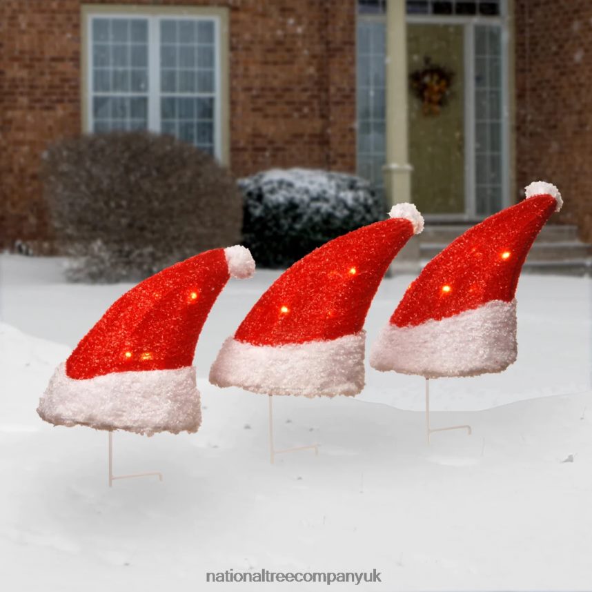 decoration | National Tree Company Three 18 in Solar Lit Santa Hats F2L4F624